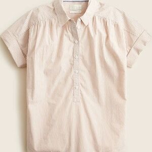 J Crew Popover Classic Striped Short Sleeve Shirt 100% Cotton | Size M - NWOT